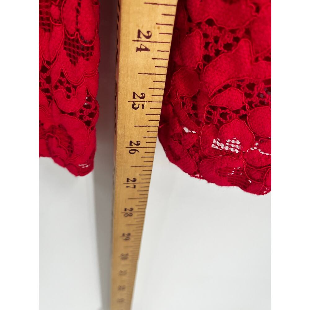 $158 Maeve Anthropologie Brooklin Lace Track Pants Red Varsity XS Elastic Waist - Picture 12 of 14